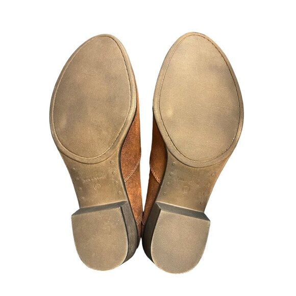 SUN + STONE Abby Double Zip Round Toe Block Heel Booties Chocolate 8.5 - Picture 7 of 7